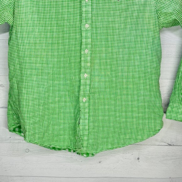 Ralph Lauren Custom Fit Shirt XXL Green Gingham Double Layer Cotton Button Down - Picture 6 of 14